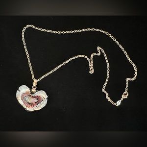 Set of 2 Murano Venetian Glass Pendants - Silver Foil Heart and Leaf